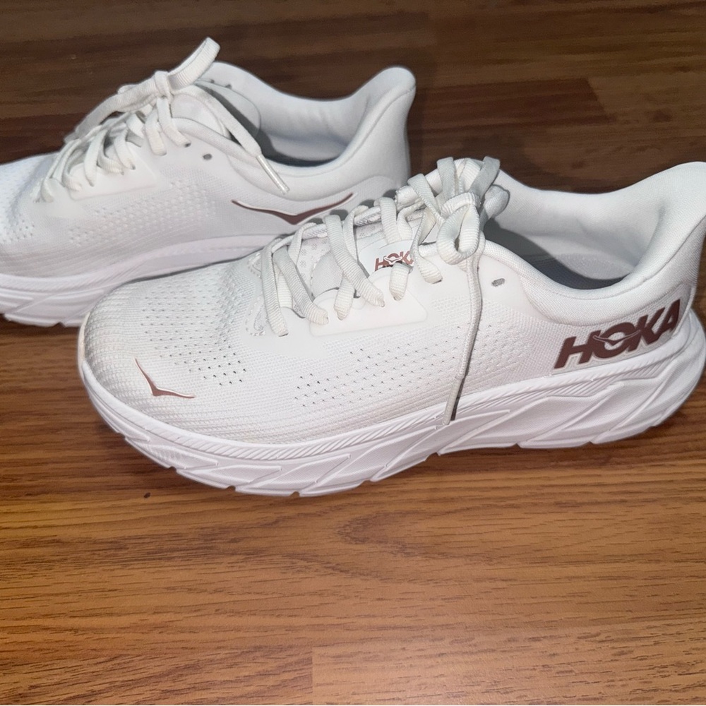Hoka White and Brown Running Shoes